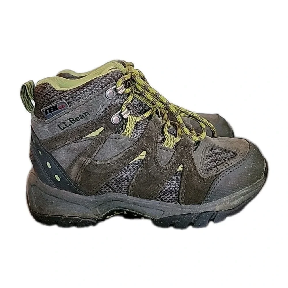 LL Bean Boots Trail Hiker Waterproof Suede Outdoor Utility Green‎ Gray Kids Sz 4
